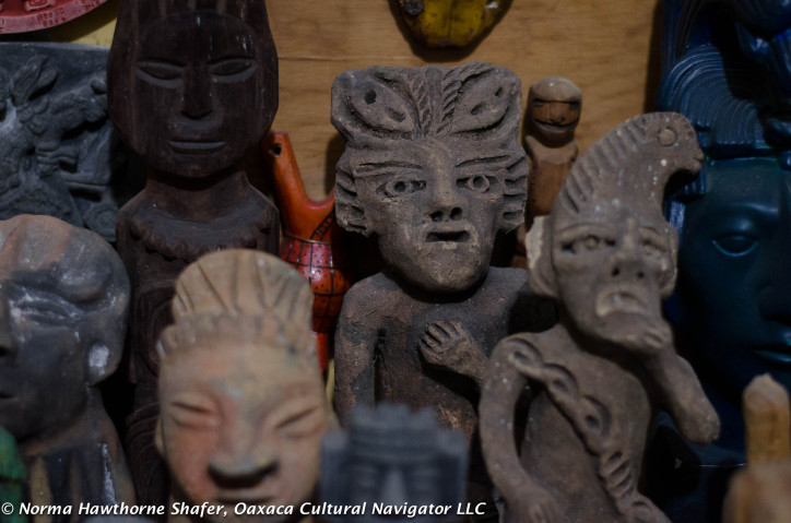 Clay and wood carved artifacts
