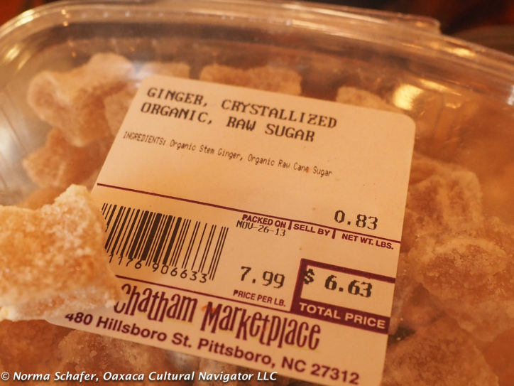 Candied ginger, my stash from Pittsboro, North Carolina, used with consideration.