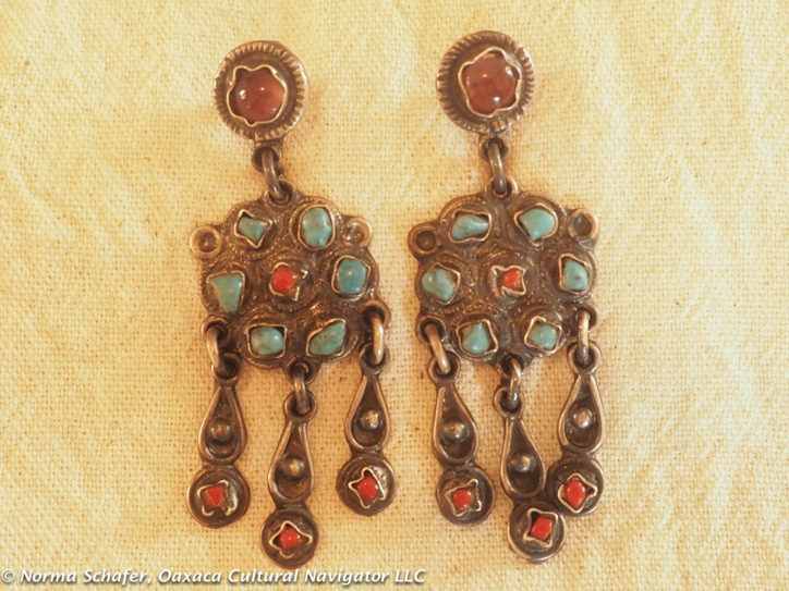 Matl-style vintage earrings, sterling, turquoise, coral, amethyst, $225