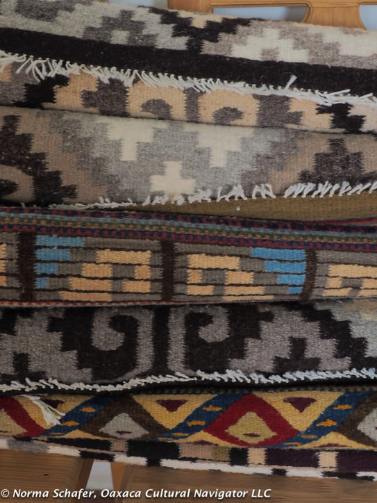 Selection of Teotitlan del Valle wool rugs from the tapestry loom