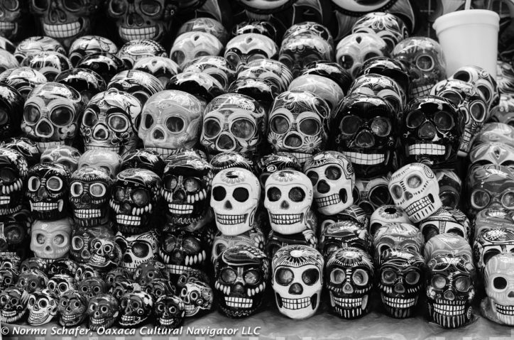 Skulls in the market. All altars have some form of them.